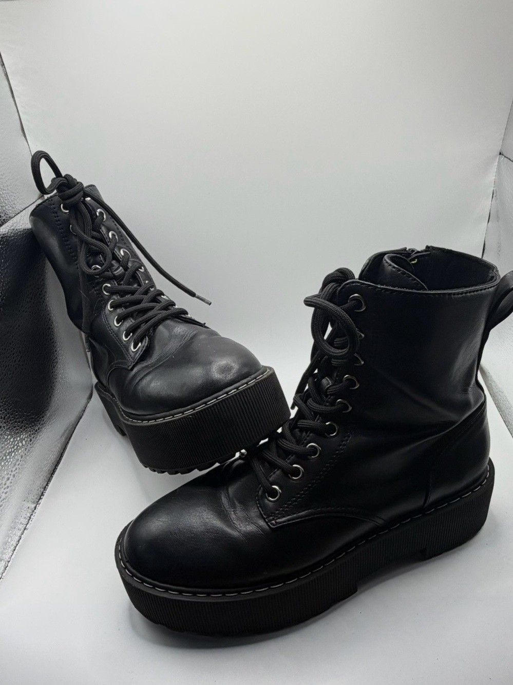 H&M Divided Chunky Platform Combat Moto Boots